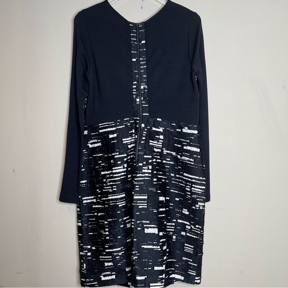 Piazza Sempione Wool Printed Long Sleeve Knee-Length Shift Dress - Picture 9 of 12